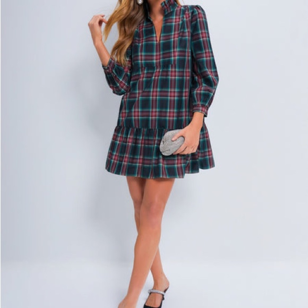 Tuckernuck Plaid Long Sleeve Dress - Green and Red